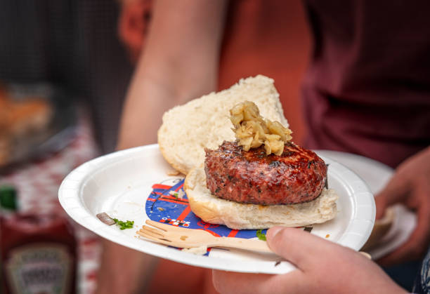 istock Burger at garden BBQ 1413756224