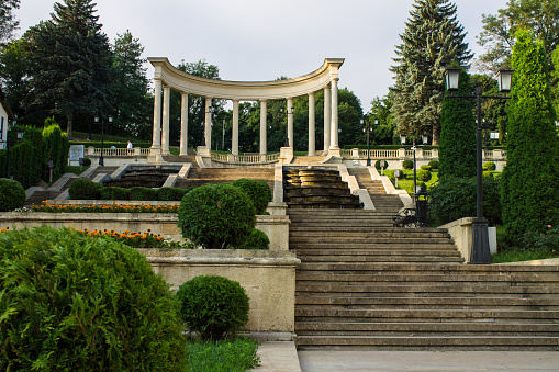 Cascading Stairs Example High Steps Of A Cascade Staircase And A Rotunda With Columns Stock ...