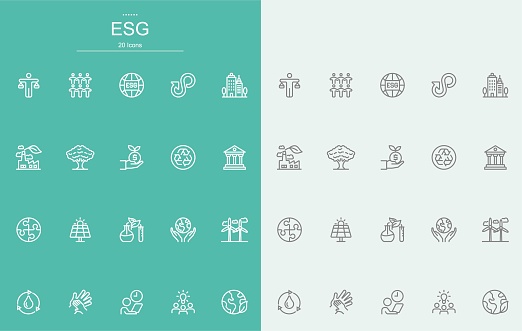ESG,Environmental, Social, Governance Line Icons