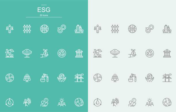 ESG,Environmental, Social, Governance Line Icons ESG,Environmental, Social, Governance Line Icons government funding stock illustrations