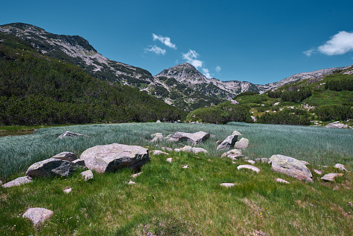 Beautiful Pirin mountains at summer day. Bansko, Bulgaria.