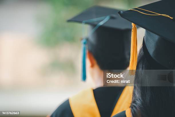 The Back Of The Graduates Are Walking To Attend The Graduation Ceremony At The Universityconcept Of Successful Education In Hight Schoolcongratulated Degree Stock Photo - Download Image Now