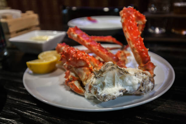 Alaskan Red King Crab on white plate