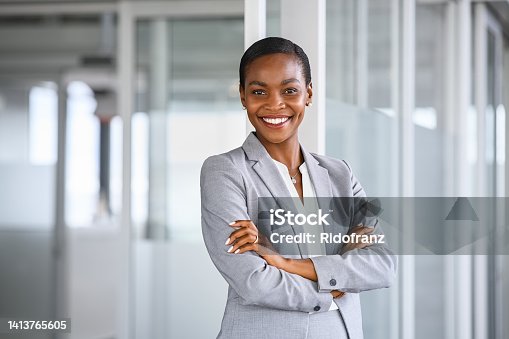 istock Portrait of successful african american business woman 1413765605