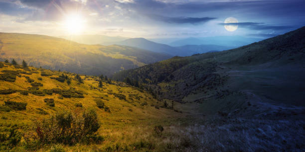 istock view in to the mountain valley at twilight 1413767636