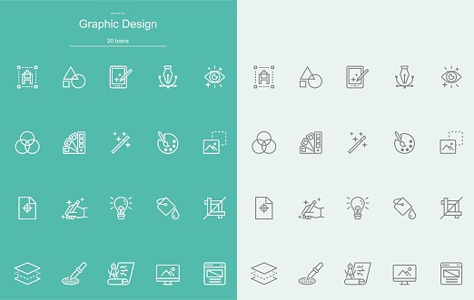 Graphic Design and Creativity Line Icons