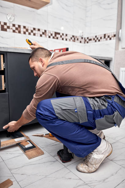 istock Handyman making kitchen wall cabinets in the apartment. 1413769485