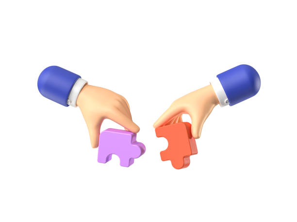 istock Two hands holding a puzzle, teamwork concept. Financial metaphor, revealing the concept of cooperation, teamwork, help and support in business. 3d render 1413771053