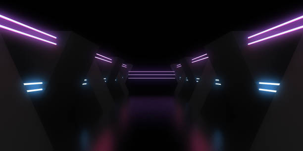istock 3D abstract background with neon lights. neon cubes .space construction . .3d illustration 1413771577
