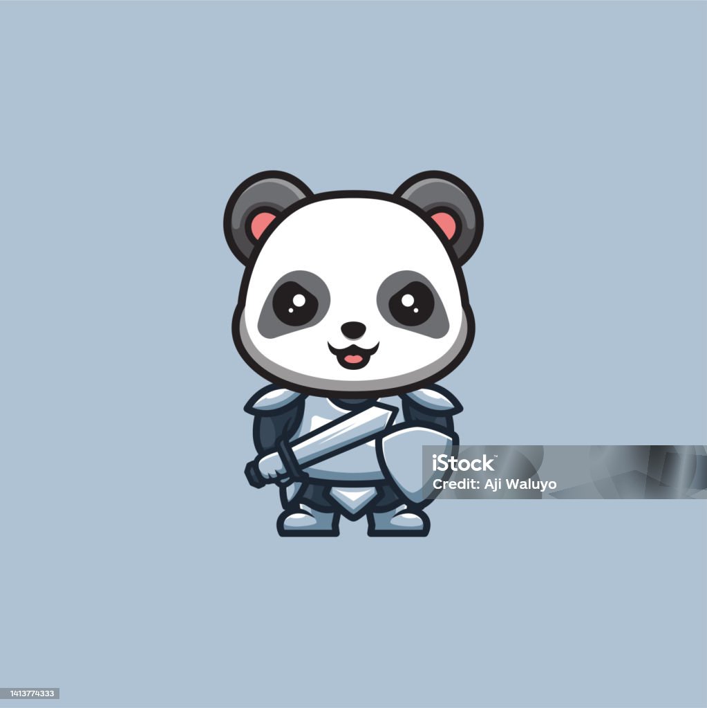 Panda Knight Dễ Thương Sáng Tạo Kawaii Hoạt Hình Linh Vật Logo ...