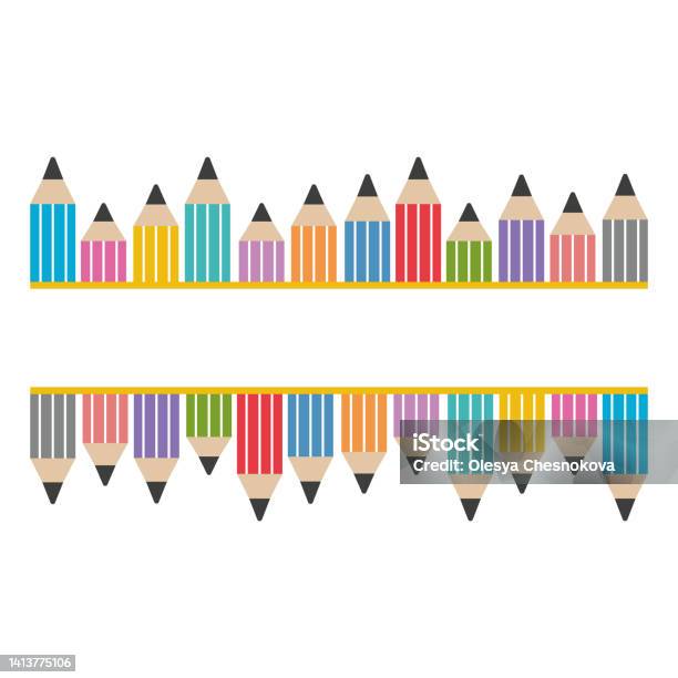 Set Of Colored Pencil Collection Isolated Vector Illustration Colorful  Pencils On White Background Stock Illustration - Download Image Now - iStock