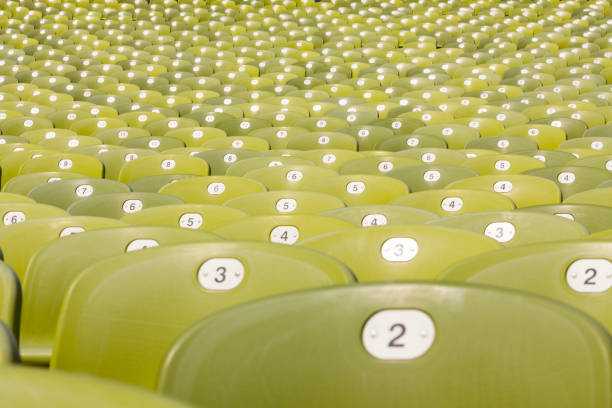 istock Bleachers, hundreds plastic seats at stadium 1413776692