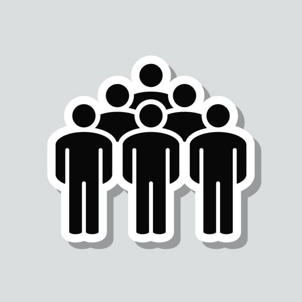 tłum. naklejka ikony na szarym tle - three dimensional shape people group of people team stock illustrations