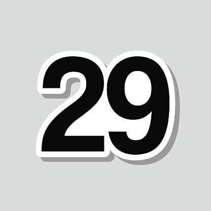 29 Number Twentynine Icon Sticker On Gray Background Stock Illustration