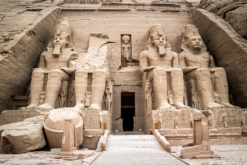 Front view of the Temple of Ramses II, Abu Simbel, Egypt