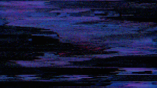 glitch noise statischer fernseher vfx pack. visuelle videoeffekte streifen hintergrund, crt-tv-bildschirm kein signalstörung effekt - verlegenheit stock-fotos und bilder