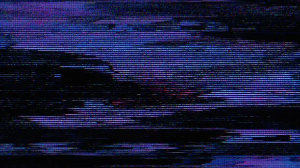 Photo of Glitch noise static television VFX pack. Visual video effects stripes background, CRT tv screen no signal glitch effect