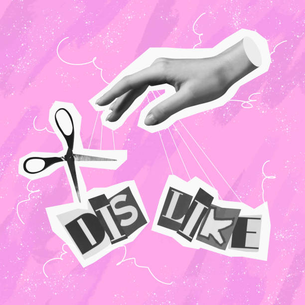 istock Surreal conceptual poster. Human hand offers to make a choice between two words. Concept of choice, rights, purpose and meaning of life. 1413793370