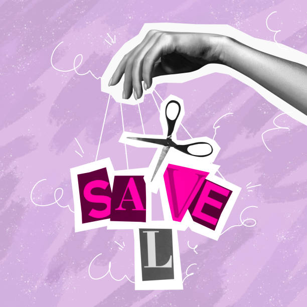 istock Surreal conceptual poster. Human hand offers to make a choice between two words. Concept of choice, rights, purpose and meaning of life. 1413793390