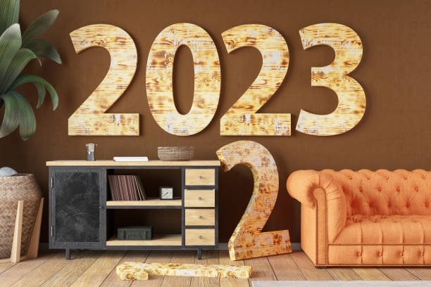 istock 2023 Wooden Sign Replacement with Cozy Interior New Year Concept 1413793962
