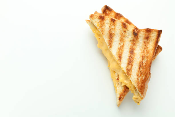 istock Tasty grilled sandwich on white background, space for text 1413798285
