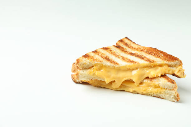 istock Tasty grilled sandwich on white background, space for text 1413798392