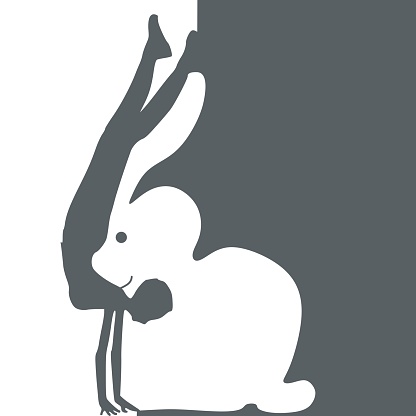 Silhouette of young girl and rabbit