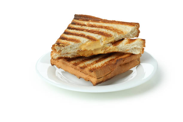 istock Plate with grilled sandwiches isolated on white background 1413800092