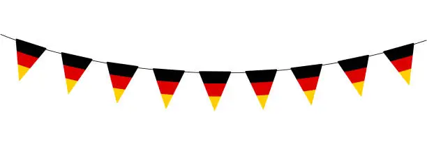 Vector illustration of bunting garland, string of triangular flags for outdoor party, German Unity day, pennant, retro style vector illustration, wimpelkette deutschland