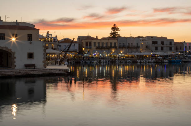 Venetian Harbour at Rethymnon Town on Crete, Greece stock photo