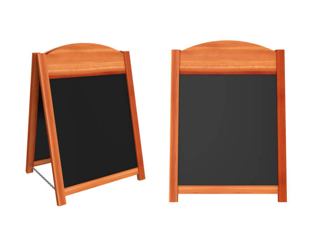 istock Wooden sandwich board isolated on white background, 3D rendering 1413802512