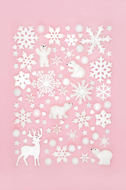 Christmas Reindeer Polar Bear Snowflake North Pole Background