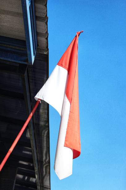 istock red and white flag mounted on a red bamboo pole on a blue sky background 1413803395