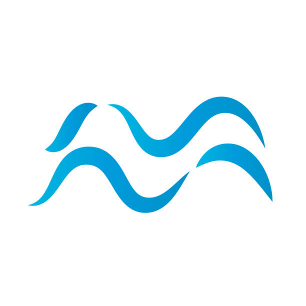 ilustrações de stock, clip art, desenhos animados e ícones de modern sea symbol. sea waves. vector. - riverbank