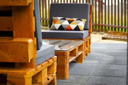 Outdoor home lounge furniture set made from euro pallet