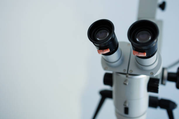 istock Close-up of a dental microscope on a white background 1413807224