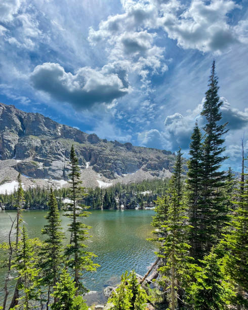 bear lake trailhead - rocky mountain nationalpark - colorado - denver colorado colorado winter snow stock-fotos und bilder