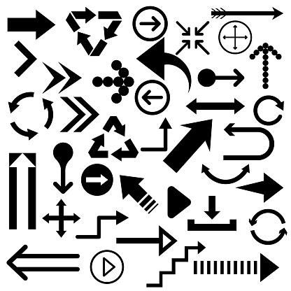 Arrows icons set.
Vector illustration in HD very easy to make edits.