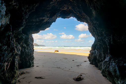 One of the magical caves to be found on Perranporth Beach in Cornwall.