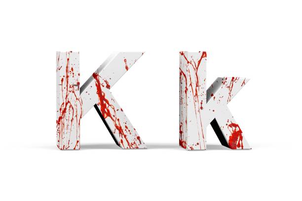 lettera insanguinata k - letter k blood alphabet drop foto e immagini stock