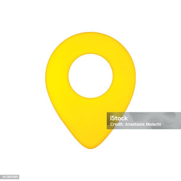 3d Render Yellow Map Pointer Isolated On White Background Vector ...