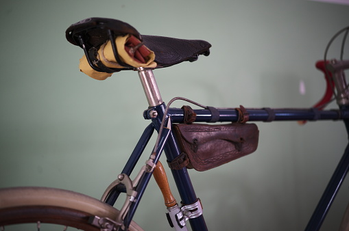 Vintage rusted bicycle isolated on a white background