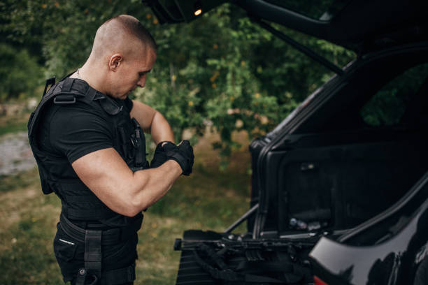 Swat team soldier preparing for a mission