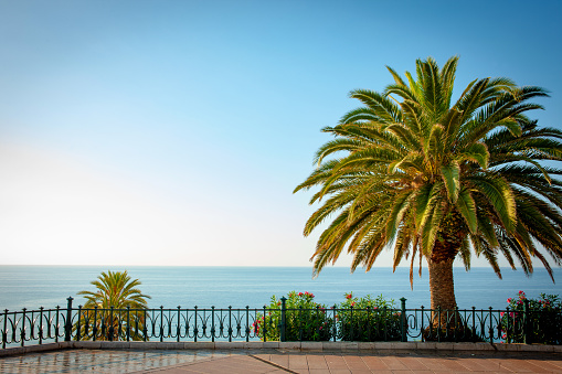 The feeling of a vacation with blue sky and sea on a calm day