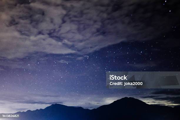 Summer Night Sky Over Mountains Stock Photo - Download Image Now - Beauty, Beauty In Nature, Blue