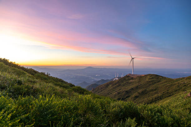 Wind Turbine sin sunset, china.