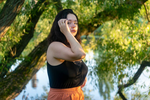 istock Close up portrait young beautiful woman. 1413828024
