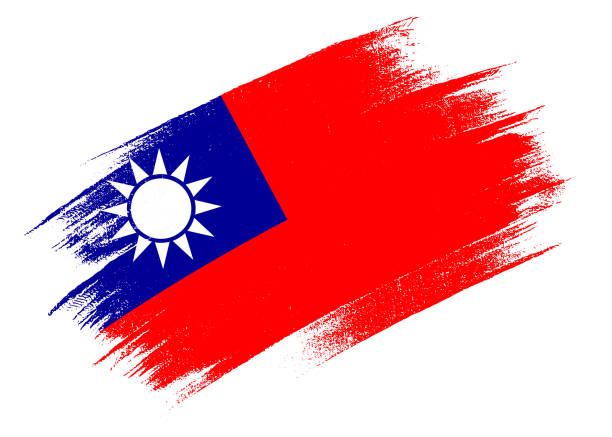 Taiwan flag with brush paint textured  on  white background Taiwan flag with brush paint textured  on  white background taiwanese flag stock illustrations