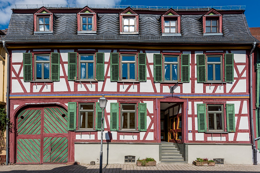 Half-timbered building in old center of Essen Kettwig near Hauptstrasse / Ruhrstrasse