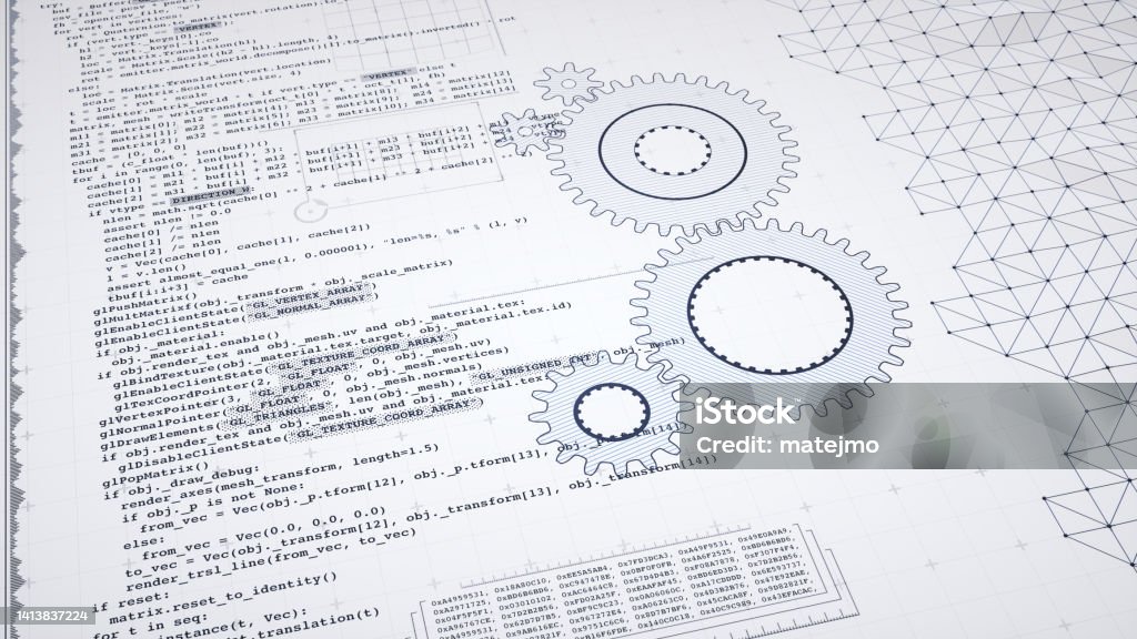 Engineering It Design With Python Computer Language Code Text And Gears ...